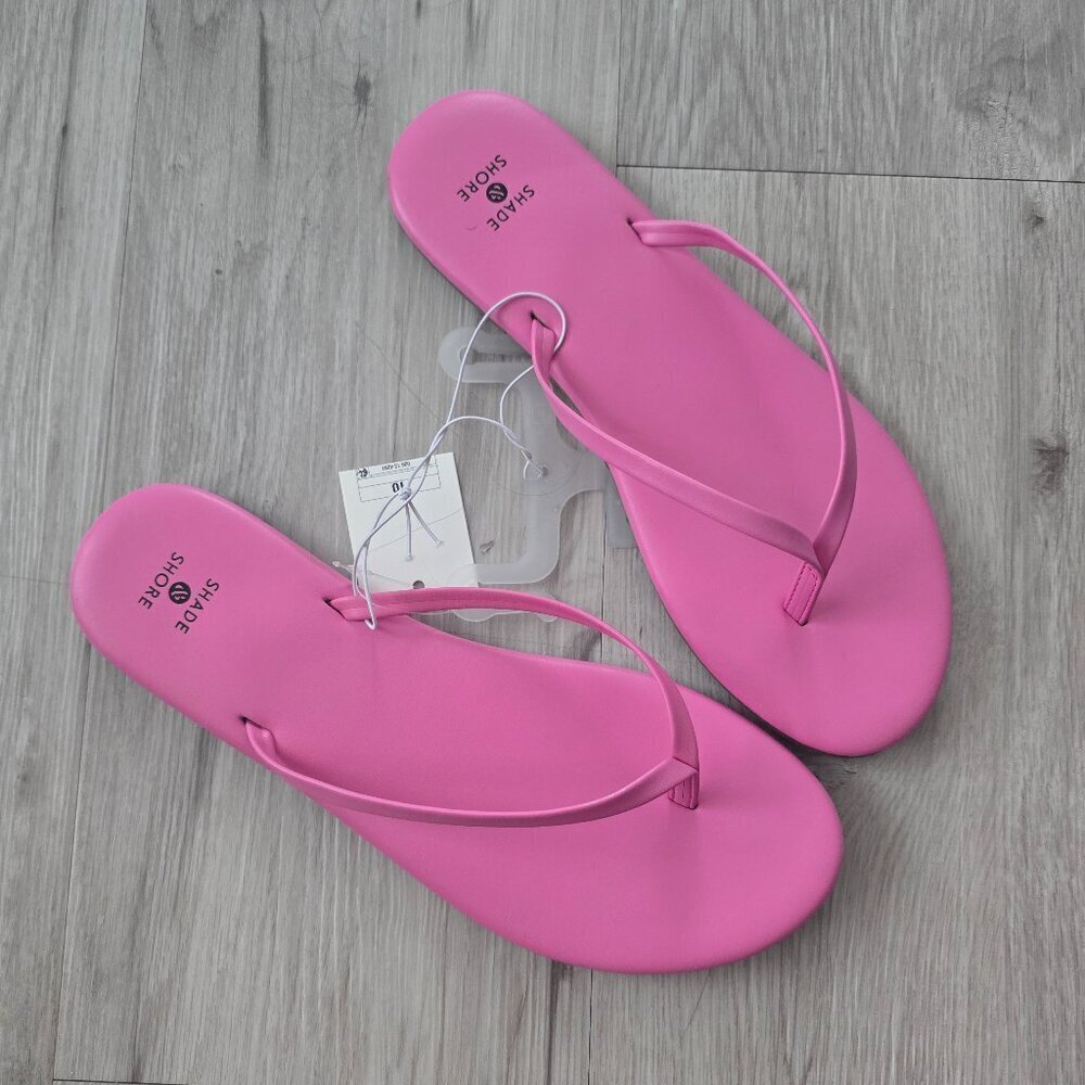 Shade & Shore | pink monochrome minimalist flip-flop slide sandals | WMS 10